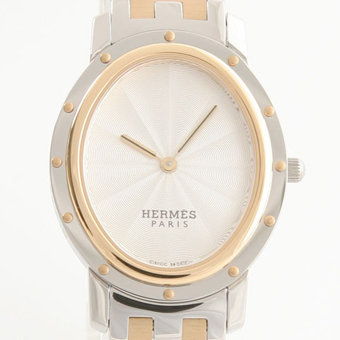 HERMES エルメス レプリカ クリッパー CO1.520.220/3789 オーバル YGコンビ シルバー レディース